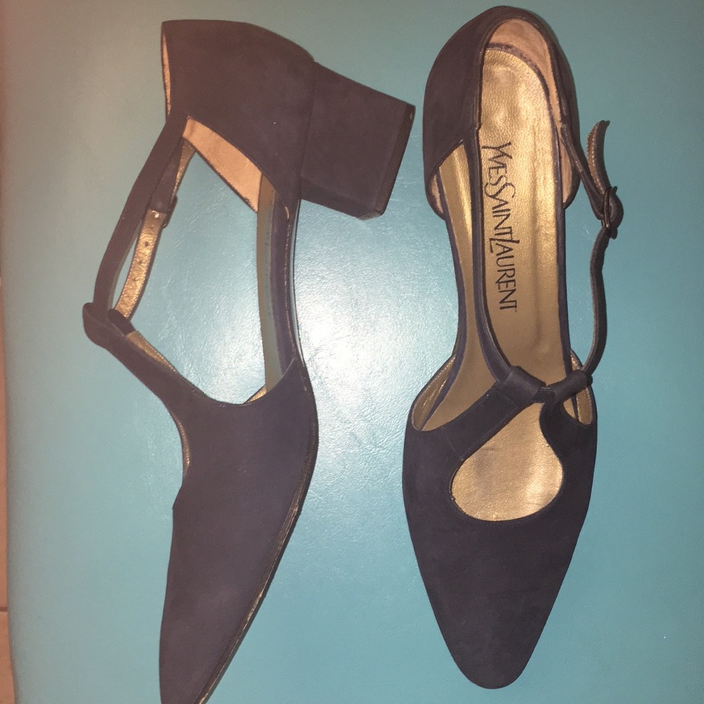 Vintage YSL Navy Leather Heels